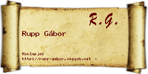 Rupp Gábor névjegykártya